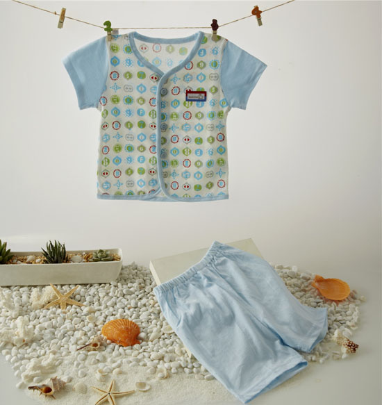 金色小魚純棉素色單面數(shù)字短袖桃開(kāi)套