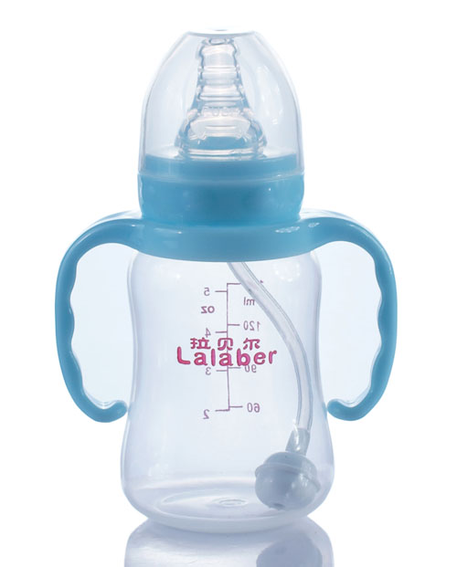 拉貝爾5安士標(biāo)準(zhǔn)口徑自動(dòng)吸管PP奶瓶-藍(lán)色手柄