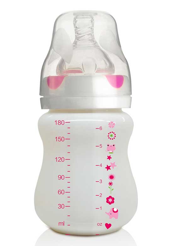 貝嬰奇180ml陶瓷奶瓶粉紅刻度