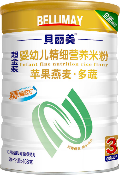 貝麗美蘋(píng)果燕麥多蔬精細(xì)營(yíng)養(yǎng)米粉408克聽(tīng)裝裝