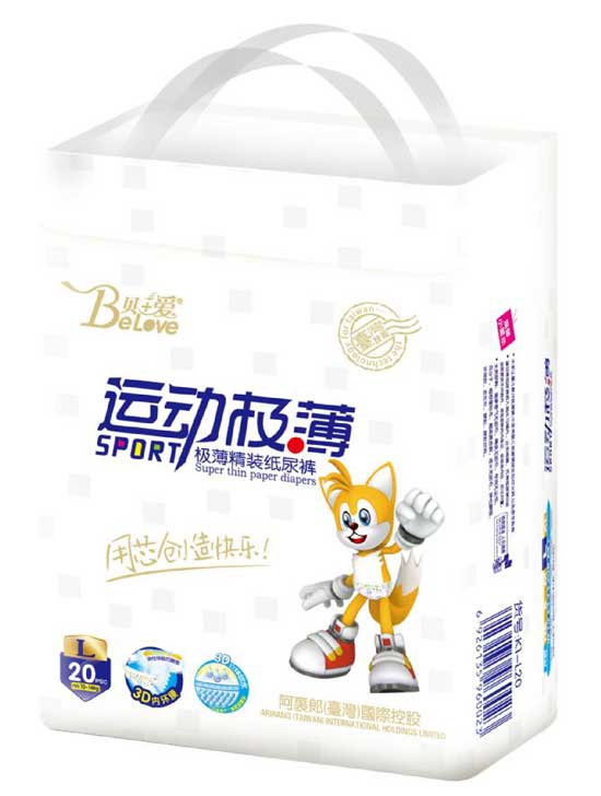貝+愛運動絲薄紙尿褲L-20片