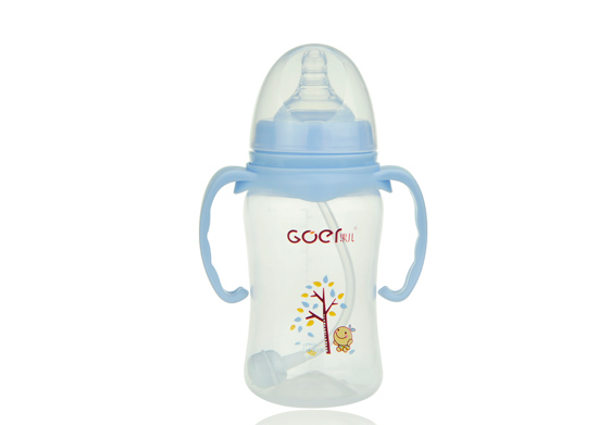 果兒240ML寬口PP弧型自動吸奶瓶藍(lán)色