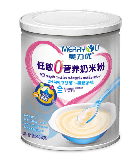 美力優(yōu)DHA南瓜胡蘿卜果蔬多維聽裝低敏0°營(yíng)養(yǎng)奶米粉全段