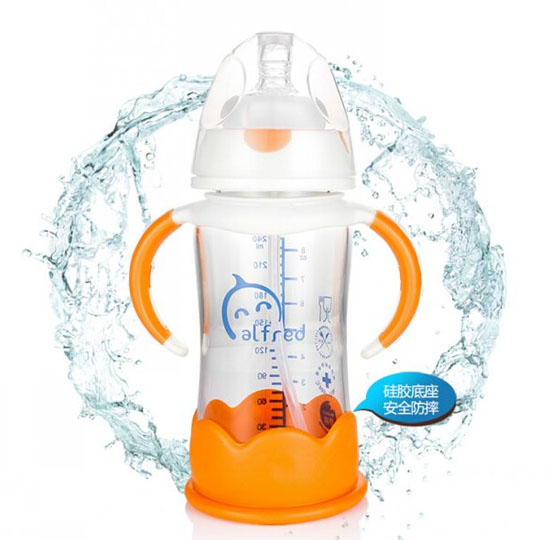 藍(lán)精靈高硼玻璃防摔奶瓶