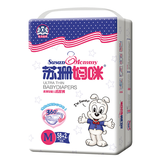 蘇珊媽咪柔薄型嬰兒紙尿褲M58+2片
