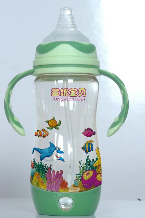 童妮寶貝有柄圓弧自動(dòng)奶瓶綠色