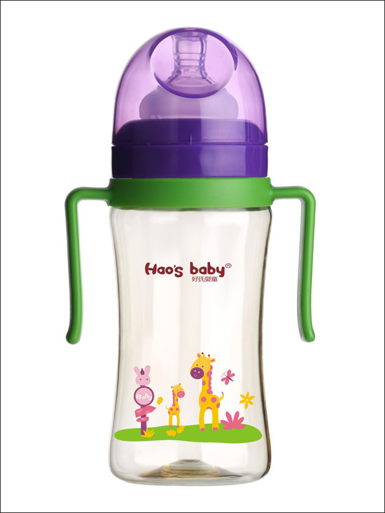 好氏嬰童長頸鹿印花綠色雙柄奶瓶(大)