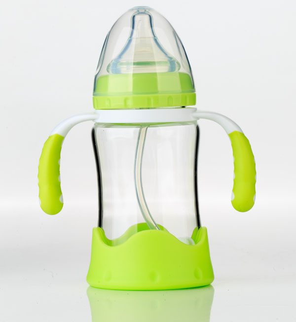 諾親玻璃奶瓶 綠色防摔