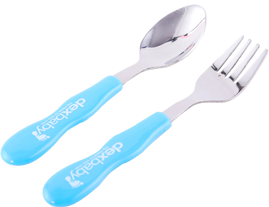 Dexbaby 不銹鋼叉勺組(中號)藍(lán)色