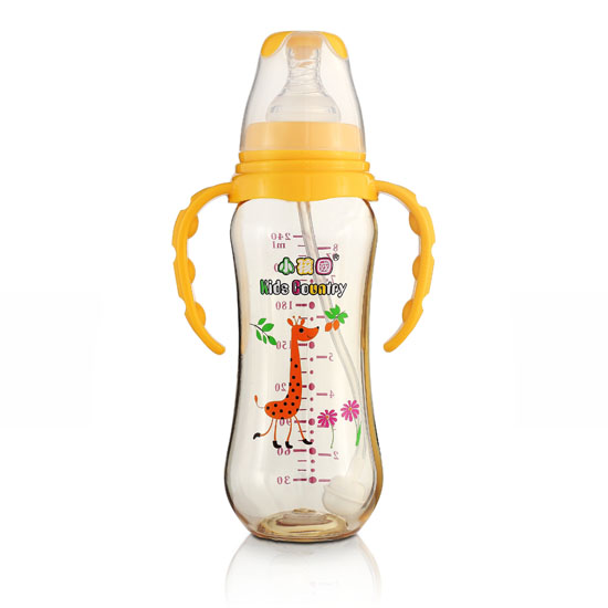 小孩國(guó)標(biāo)口弧形自動(dòng)PPSU安全奶瓶240ML黃色