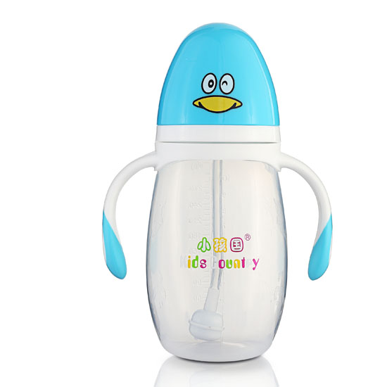 小孩國寬口自動企鵝PP奶瓶300ML藍色