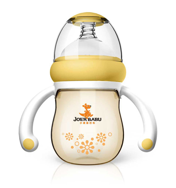 小袋鼠巴布梨形PPSU自動寬口奶瓶160ml黃色
