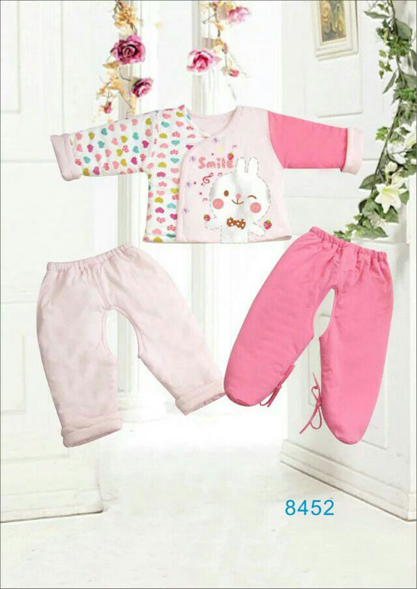 快樂(lè)小天天保暖棉衣套裝 粉色 可愛(ài)小兔子