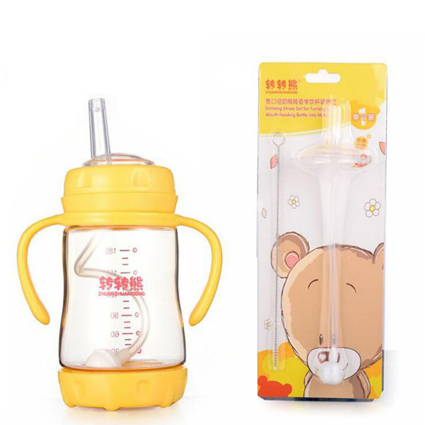 轉(zhuǎn)轉(zhuǎn)熊寬口徑奶瓶轉(zhuǎn)變學飲杯吸管組配件