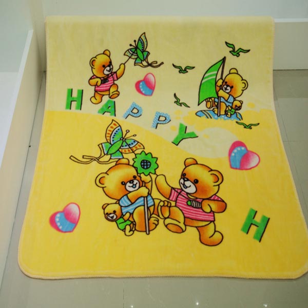 亞奧超柔小毯子快樂(lè)熊檸檬黃