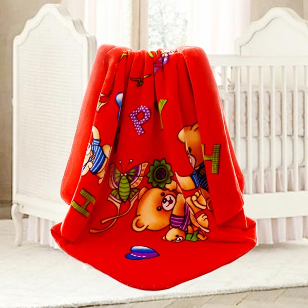 亞奧超柔云毯歡樂熊大紅色