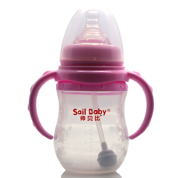 帥貝比奶瓶210ML硅膠-紫紅