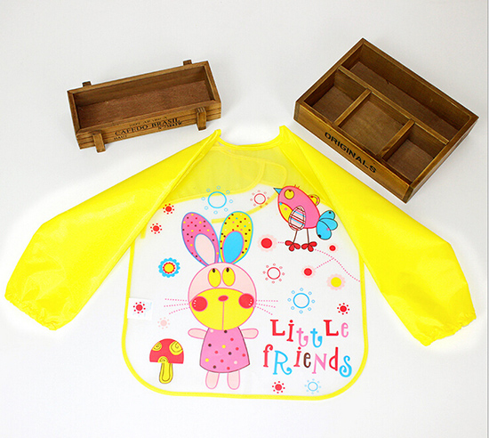 嬰兒EVA免洗吃飯衣圍兜圍嘴長(zhǎng)袖黃