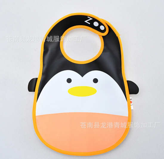 嬰兒童防水PVC軟塑料立體圍嘴企鵝