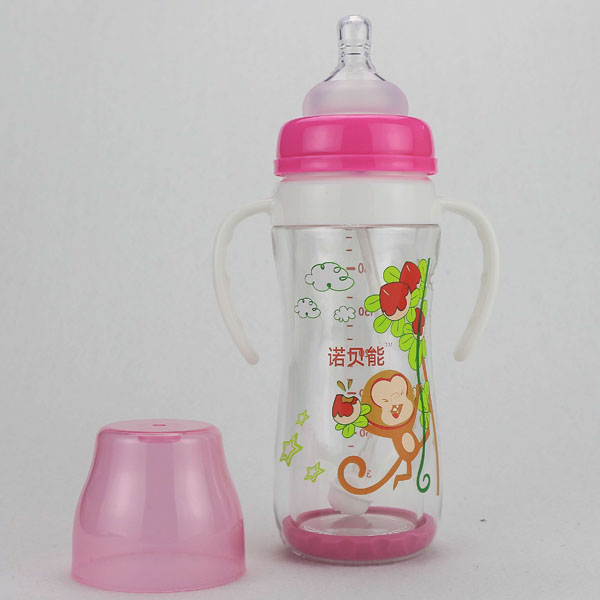 諾貝能嬰幼兒奶瓶大粉色猴子圖案