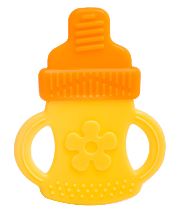 小孩國雙色全硅膠牙膠 奶瓶形狀