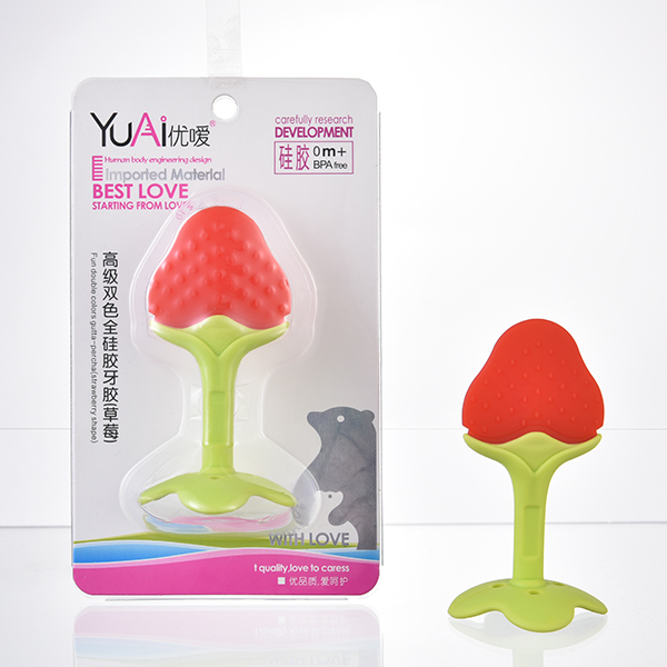 優(yōu)噯高級雙色草莓全硅膠牙膠