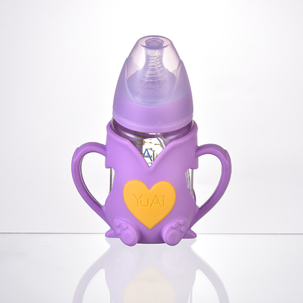 優(yōu)噯8安寬口企鵝型晶鉆玻璃自動奶瓶(240ML)(小兔子保護外套)