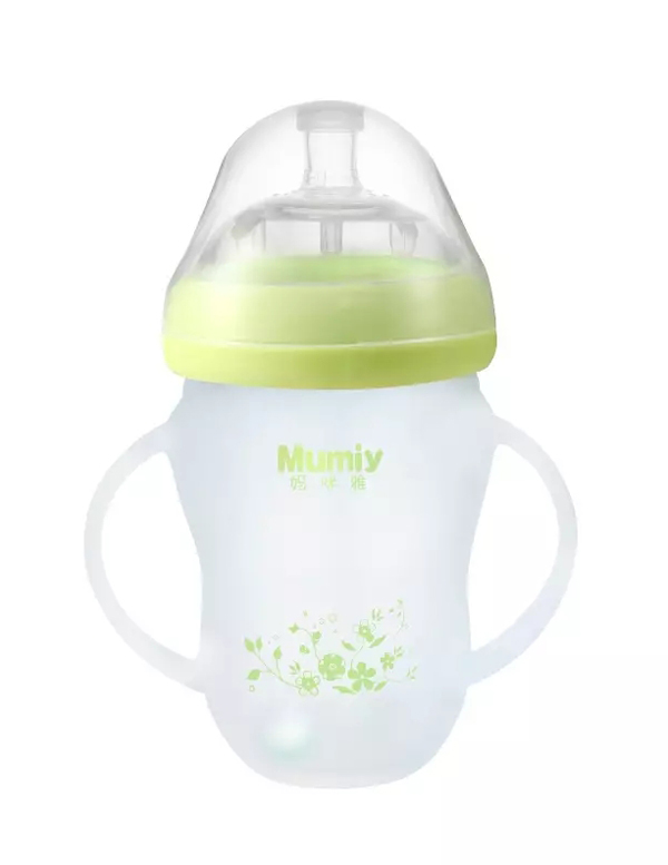 媽咪雅有柄自動(dòng)廣口硅膠玻璃奶瓶