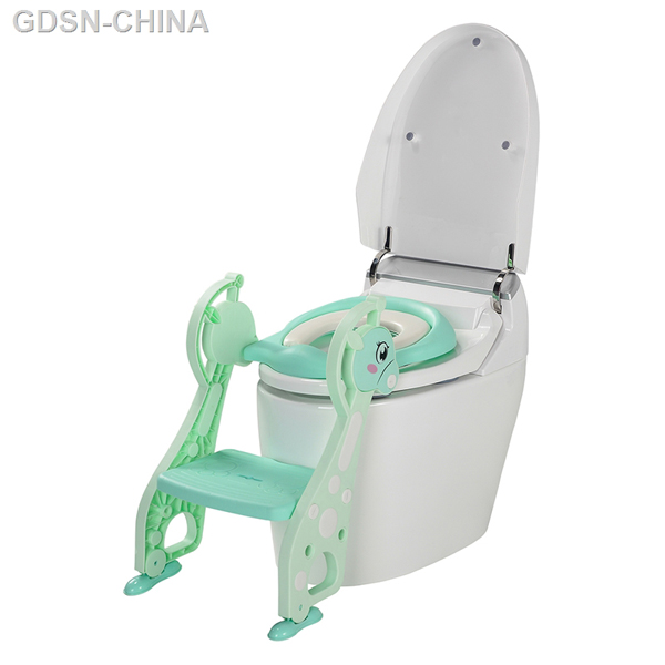 青蛙嘟迪新款小鹿階梯式輔助坐便器軟墊粉綠色