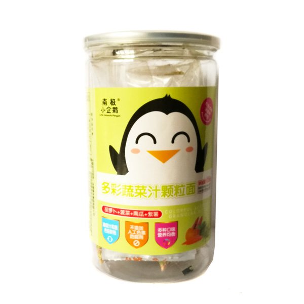 南極小企鵝多彩果蔬汁顆粒面(胡蘿卜+菠菜+南瓜+紫薯).jpg 南極小企鵝多彩果蔬汁顆粒面(胡蘿卜+菠菜+南瓜+紫薯).jpg