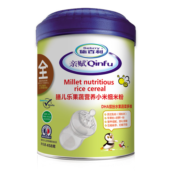 施百利親賦膳兒樂果蔬營養(yǎng)小米細米粉-DHA繽紛水果蔬菜多維罐裝