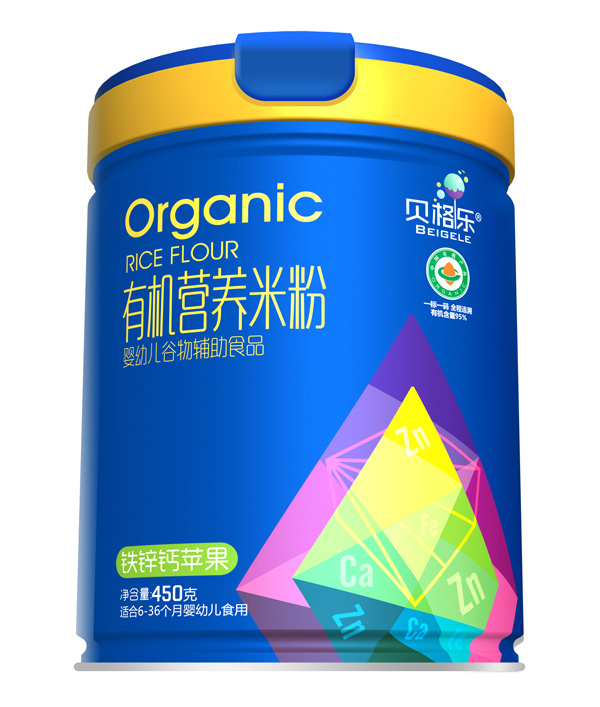 貝格樂有機營養(yǎng)米粉-鈣鐵鋅蘋果 聽裝