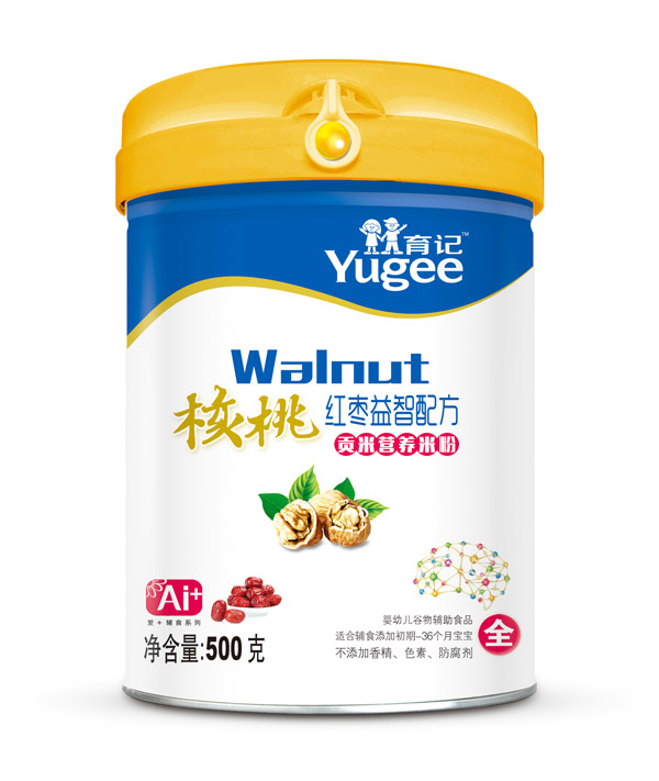 育記貢米營(yíng)養(yǎng)米粉-核桃紅棗益智配方桶裝