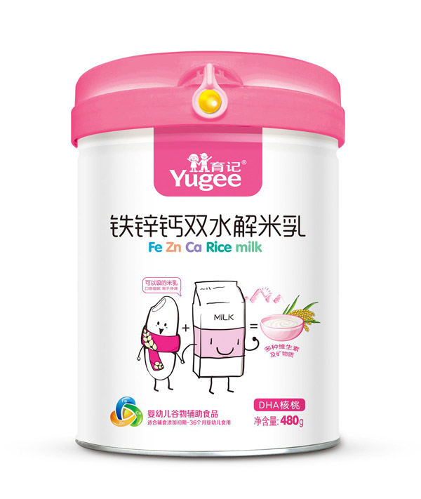 育記鐵鋅鈣雙水解米乳-DHA核桃480克桶裝