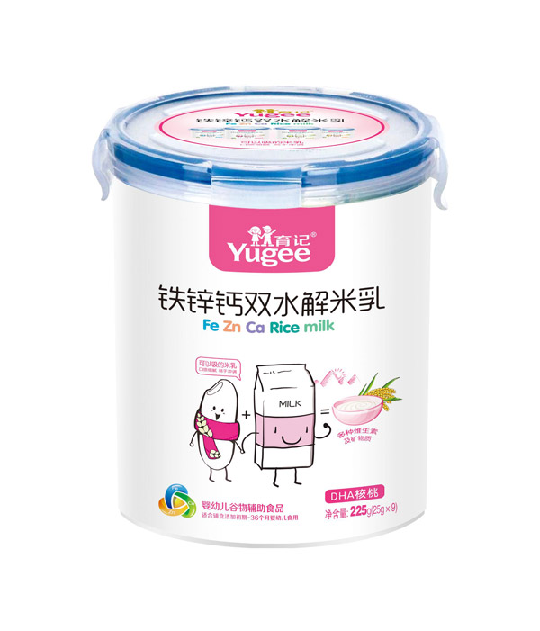 育記鐵鋅鈣雙水解米乳-DHA核桃225克樂(lè)扣裝