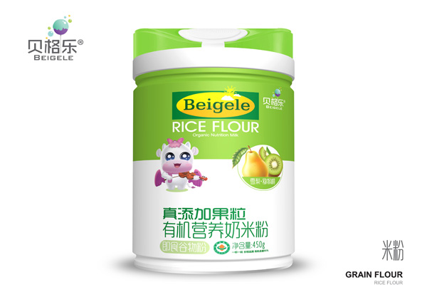 貝格樂(lè)真添加果粒有機(jī)營(yíng)養(yǎng)奶米粉-雪梨+獼猴桃 聽(tīng)裝