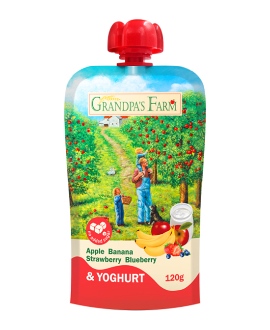 爺爺?shù)霓r(nóng)場風(fēng)味發(fā)酵乳蘋果香蕉草莓藍莓泥