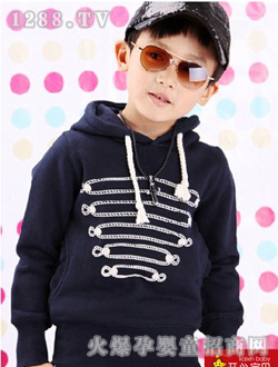 開(kāi)心寶貝休閑藍(lán)色秋衣