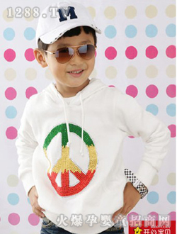 開(kāi)心寶貝白色男童秋衣