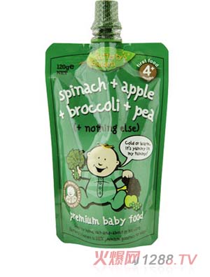 葉子?jì)雰汗?菠菜、蘋果、椰菜和豌豆)