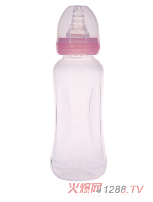 優(yōu)嘻噯無(wú)柄標(biāo)口PP奶瓶240ML粉色
