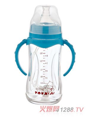 優(yōu)嘻噯全抗體玻璃自動奶瓶藍(lán)色240ml