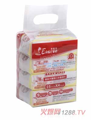 壹壹寶糖楓木糖醇嬰兒口手濕巾25片4連包