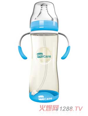 伊斯卡爾320mlPPSU自動寬口徑感溫奶瓶（藍）