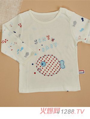 金色小魚竹纖維單面小魚肩開(kāi)衫