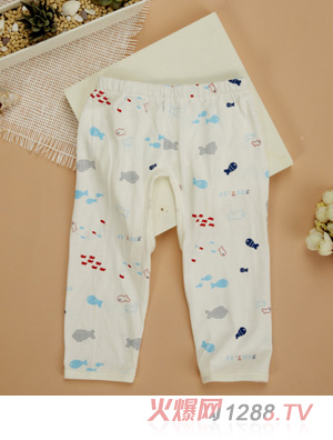 金色小魚竹纖維單面小魚開(kāi)檔褲