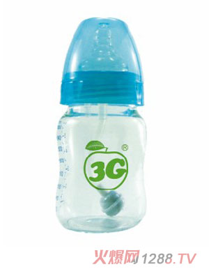 小蘋果晶鉆玻璃奶瓶140ML藍色