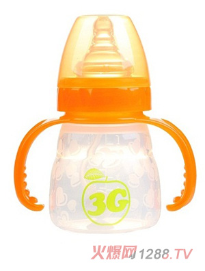 小蘋(píng)果母感硅膠奶瓶150ML橙色