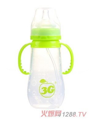 小蘋(píng)果母感硅膠奶瓶300ML綠色